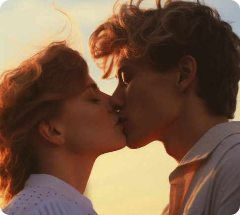 Realistische KI Paar Küssen